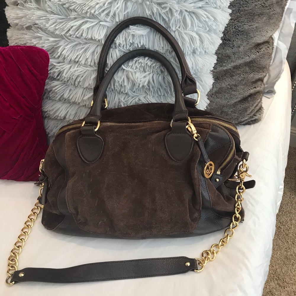 Suede/Leather Chocolate Brown Handbag
